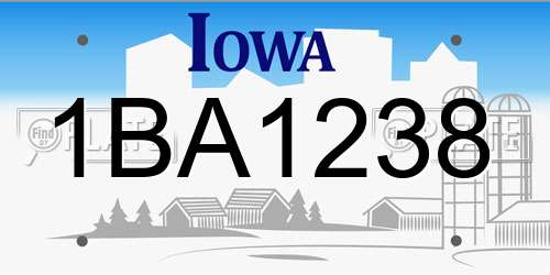 1BA1238 Iowa License Plate