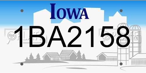 1BA2158 Iowa License Plate