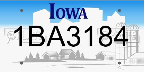 1BA3184 Iowa License Plate