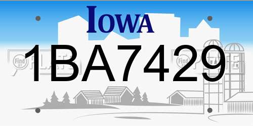 1BA7429 Iowa License Plate