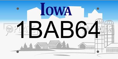 1BAB64 Iowa License Plate