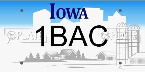 1BAC Iowa License Plate