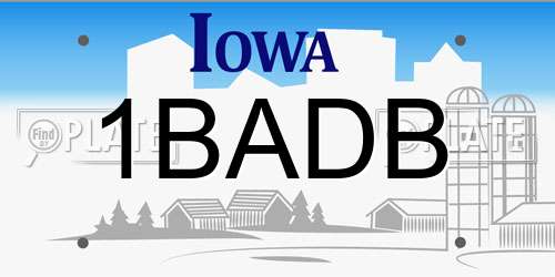 1BADB Iowa License Plate