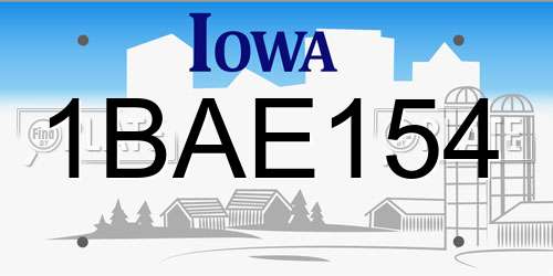 1BAE154 Iowa License Plate