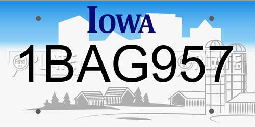 1BAG957 Iowa License Plate