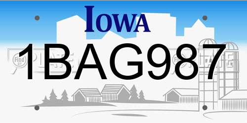 1BAG987 Iowa License Plate
