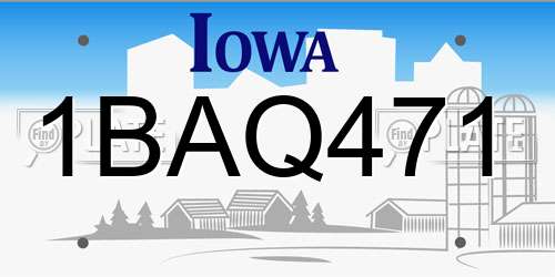 1BAQ471 Iowa License Plate