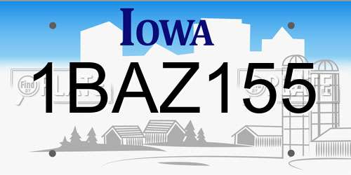 1BAZ155 Iowa License Plate