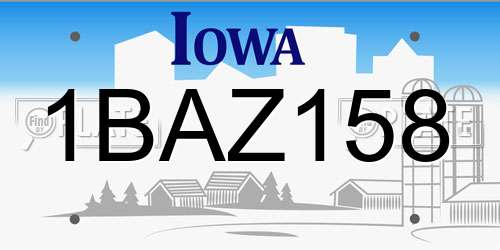 1BAZ158 Iowa License Plate