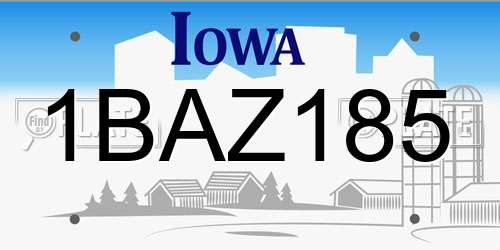 1BAZ185 Iowa License Plate