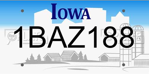 1BAZ188 Iowa License Plate