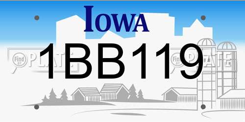 1BB119 Iowa License Plate