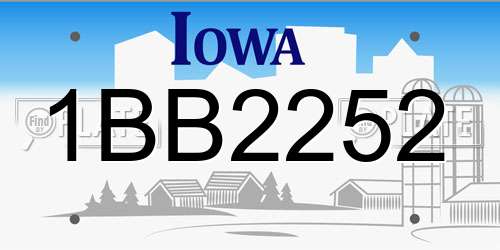 1BB2252 Iowa License Plate