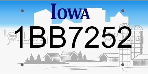 1BB7252 Iowa License Plate