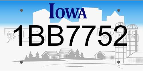 1BB7752 Iowa License Plate