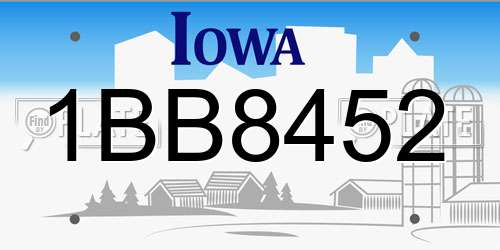1BB8452 Iowa License Plate