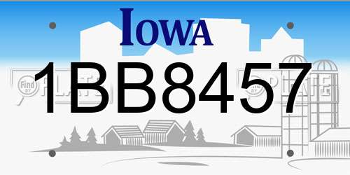 1BB8457 Iowa License Plate
