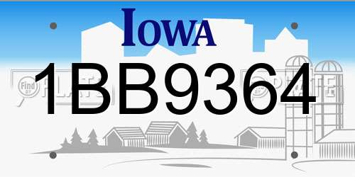 1BB9364 Iowa License Plate