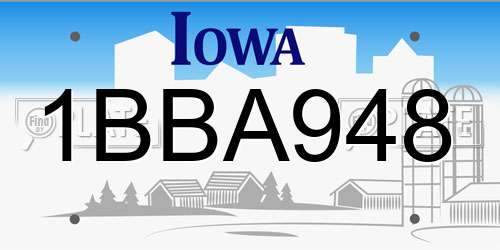 1BBA948 Iowa License Plate