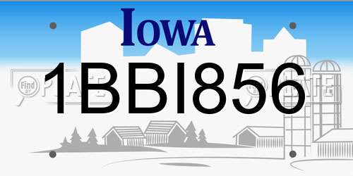1BBI856 Iowa License Plate