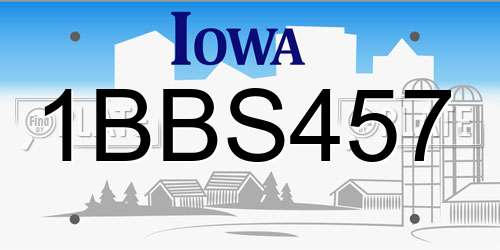1BBS457 Iowa License Plate
