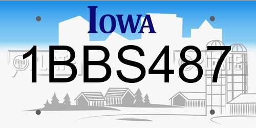 1BBS487 Iowa License Plate