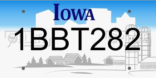 1BBT282 Iowa License Plate