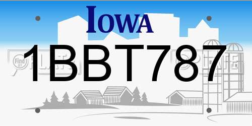 1BBT787 Iowa License Plate