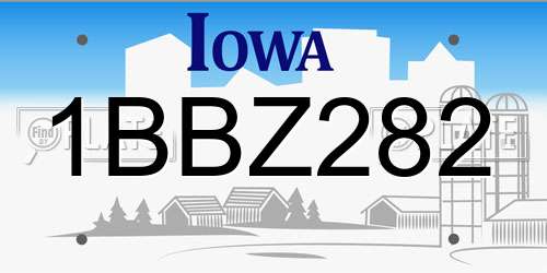 1BBZ282 Iowa License Plate
