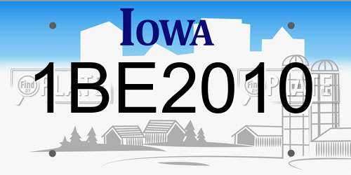 1BE2010 Iowa License Plate