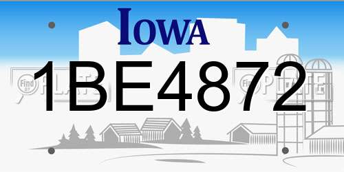1BE4872 Iowa License Plate