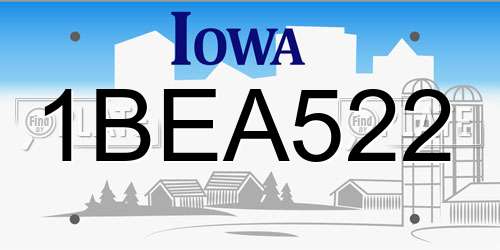 1BEA522 Iowa License Plate