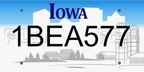 1BEA577 Iowa License Plate