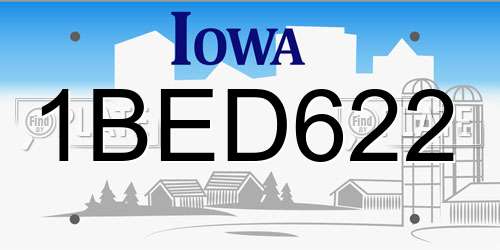 1BED622 Iowa License Plate
