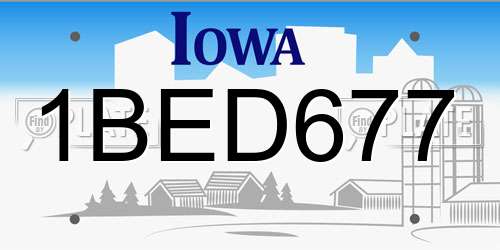 1BED677 Iowa License Plate