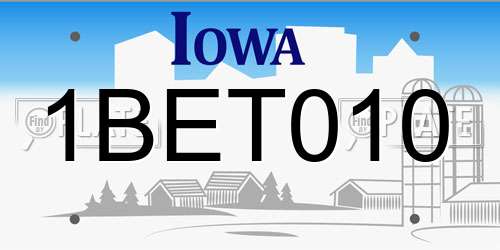 1BET010 Iowa License Plate