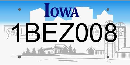 1BEZ008 Iowa License Plate
