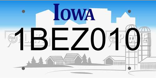 1BEZ010 Iowa License Plate