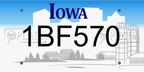 1BF570 Iowa License Plate