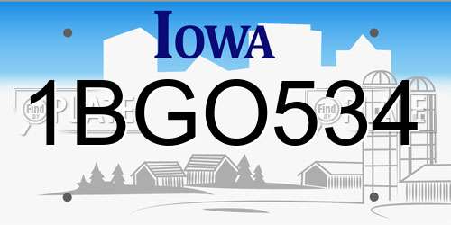 1BGO534 Iowa License Plate