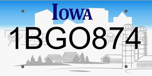 1BGO874 Iowa License Plate