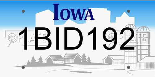 1BID192 Iowa License Plate