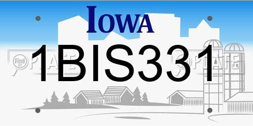 1BIS331 Iowa License Plate