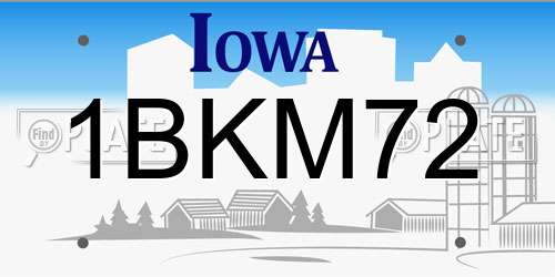 1BKM72 Iowa License Plate