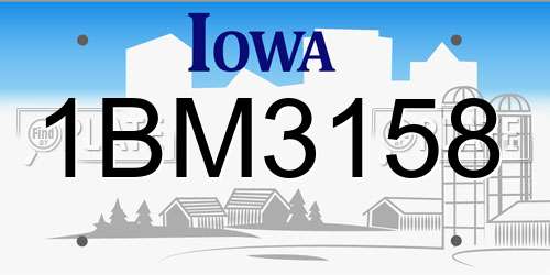 1BM3158 Iowa License Plate