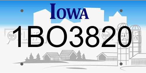 1BO3820 Iowa License Plate