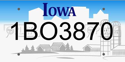1BO3870 Iowa License Plate