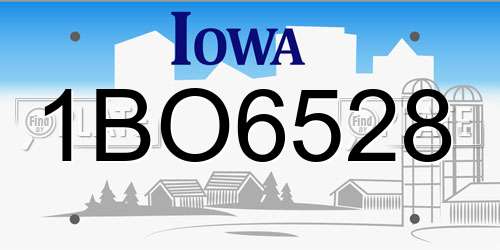 1BO6528 Iowa License Plate