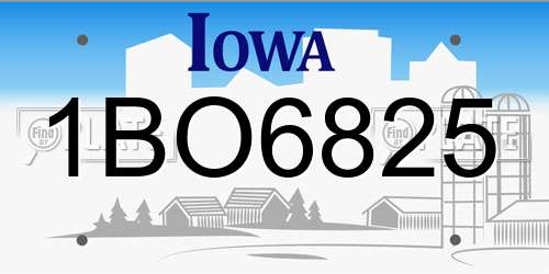 1BO6825 Iowa License Plate