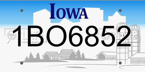 1BO6852 Iowa License Plate